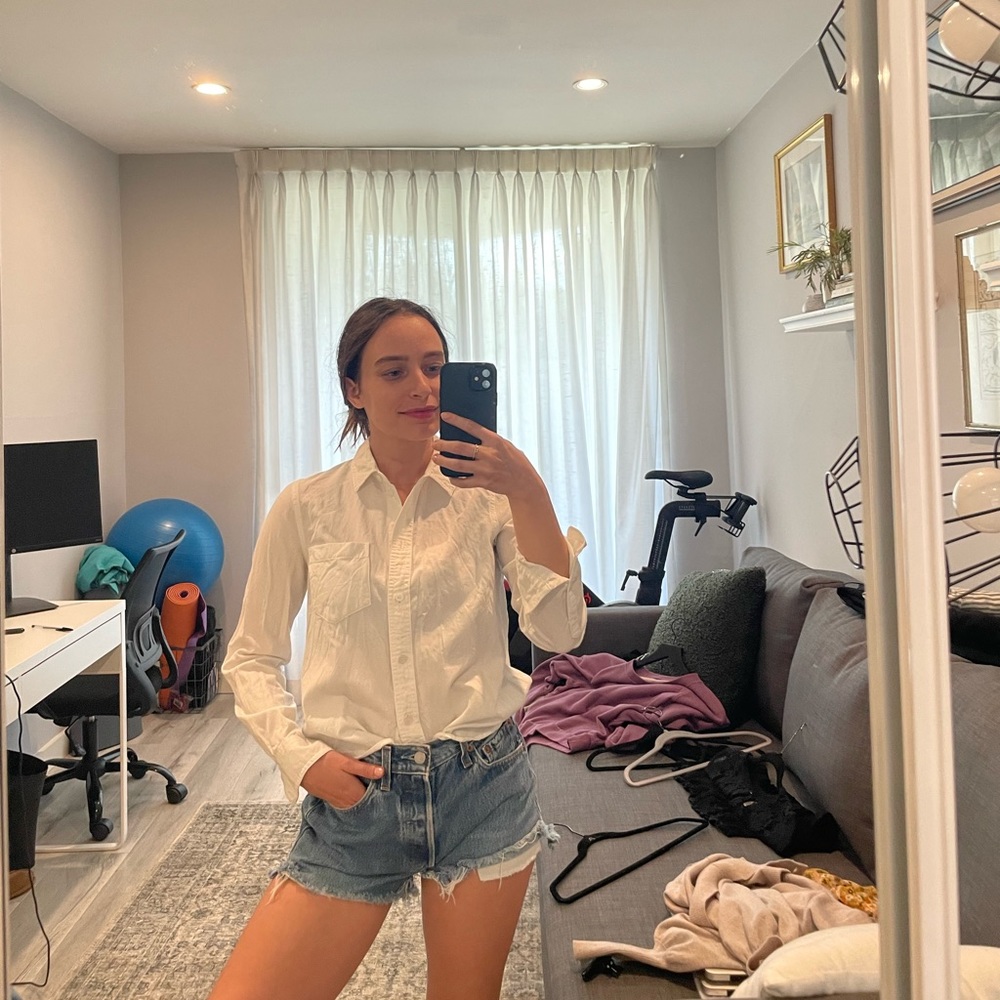 Madewell white button up shirt XXS